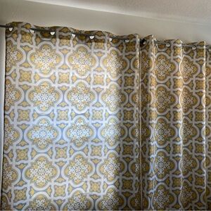 Elegant Yellow and Gray Patterned Curtains